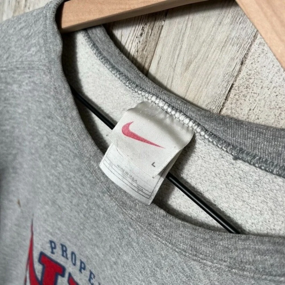 Vintage 90s Nike Athletic Department Crewneck Sweatshirt Gray Distressed Mens Lg